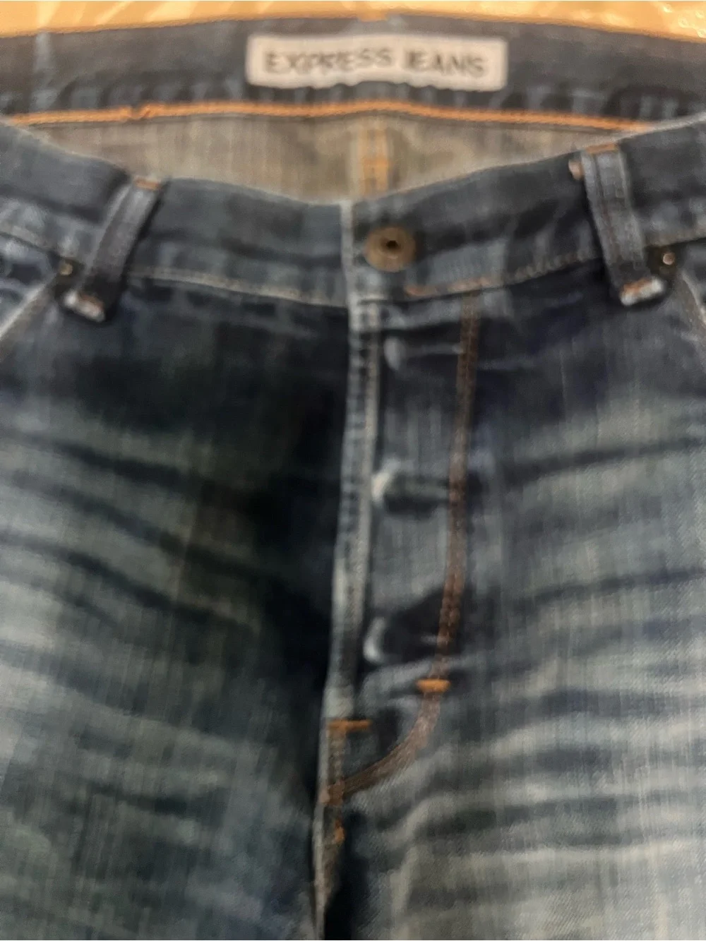 Express Men’s Button Fly Jeans in Dark Blue Wash Size 36x30